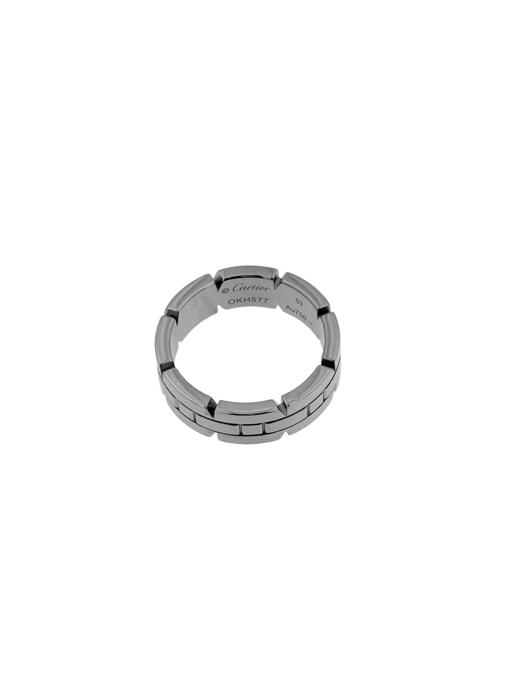 Artisan Cartier Tank White Gold Band Ring For Sale