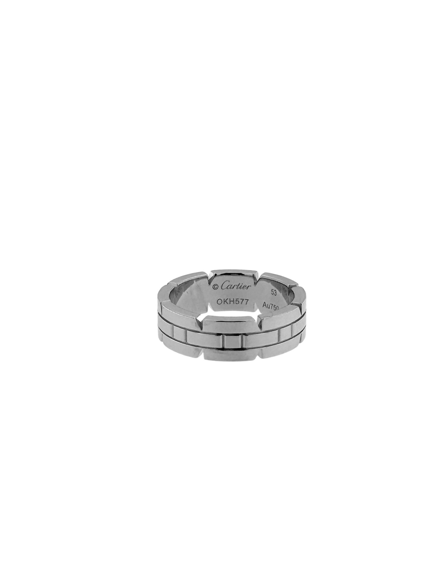 Cartier Tank White Gold Band Ring In Excellent Condition For Sale In Esch sur Alzette, Esch-sur-Alzette