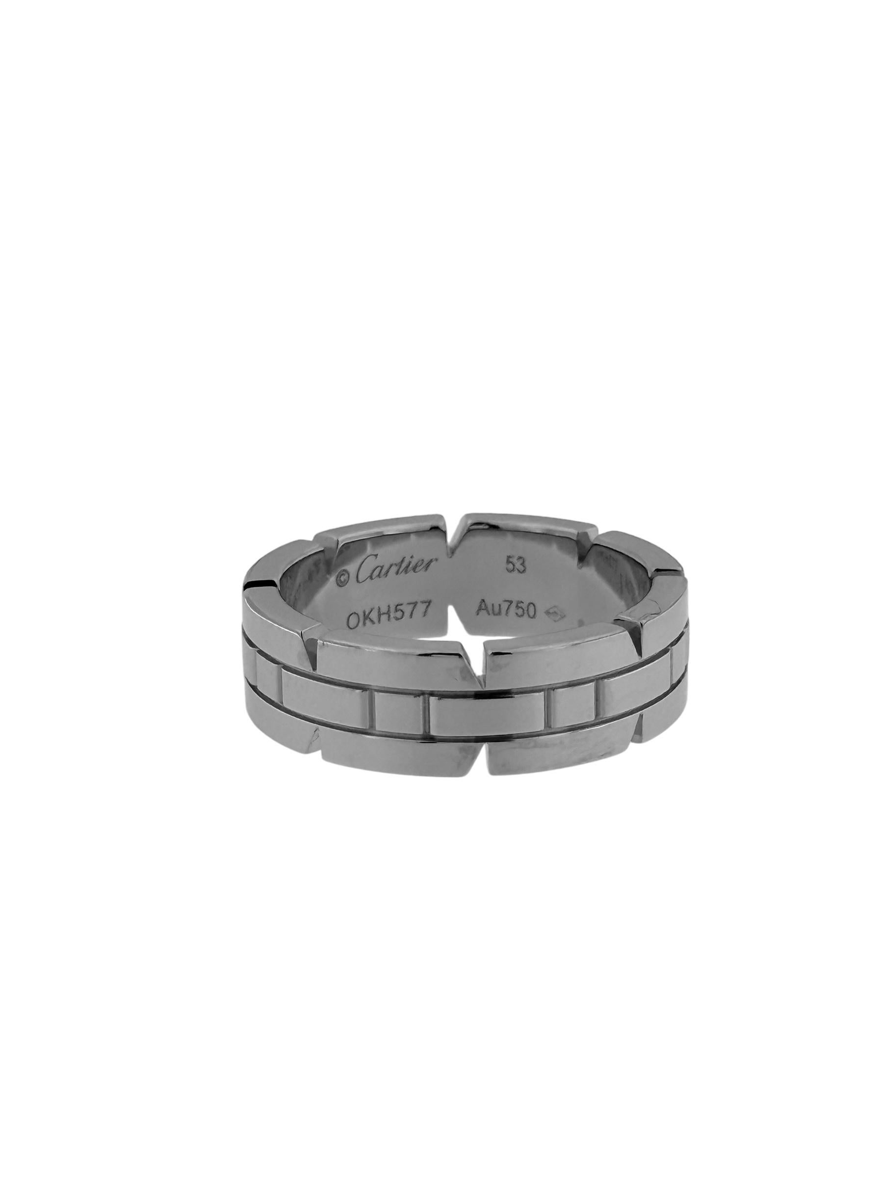 Women's or Men's Cartier Tank White Gold Band Ring For Sale