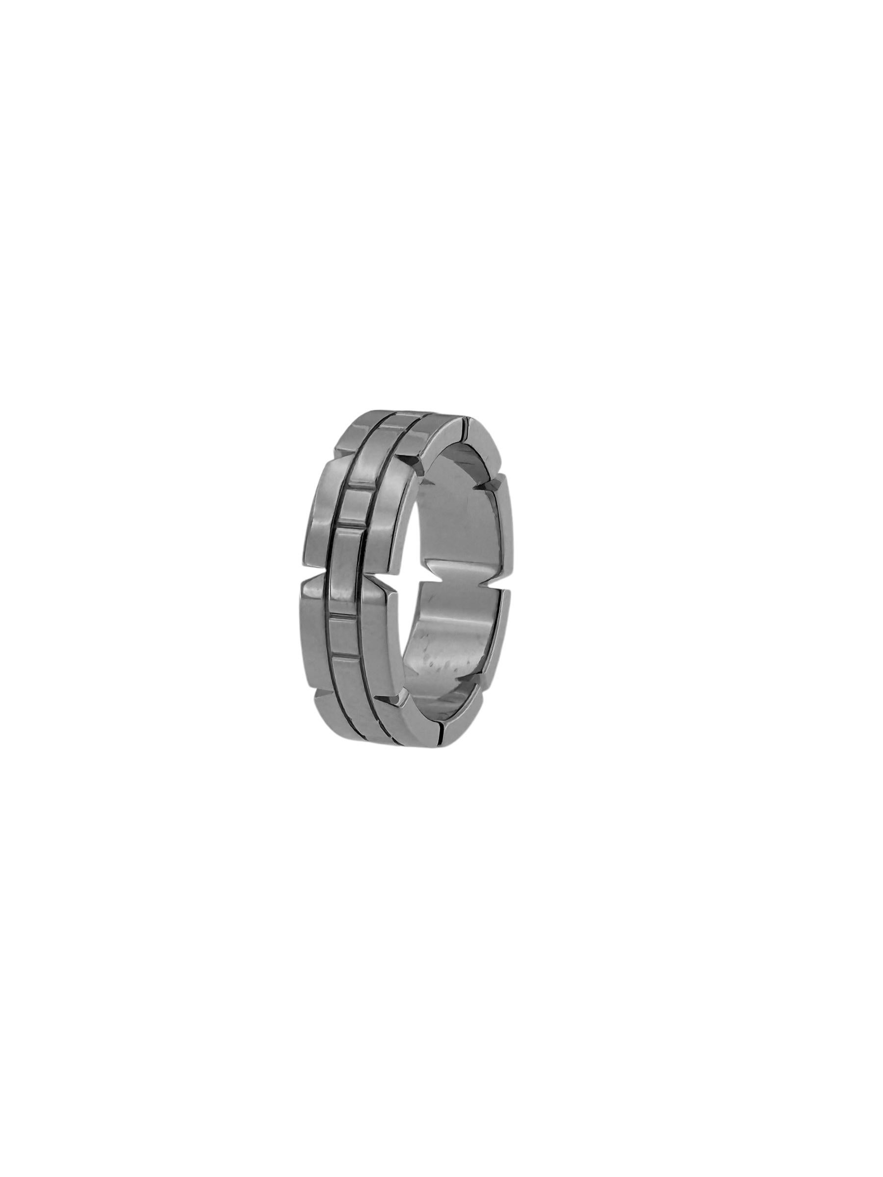 Cartier Tank White Gold Band Ring For Sale 1