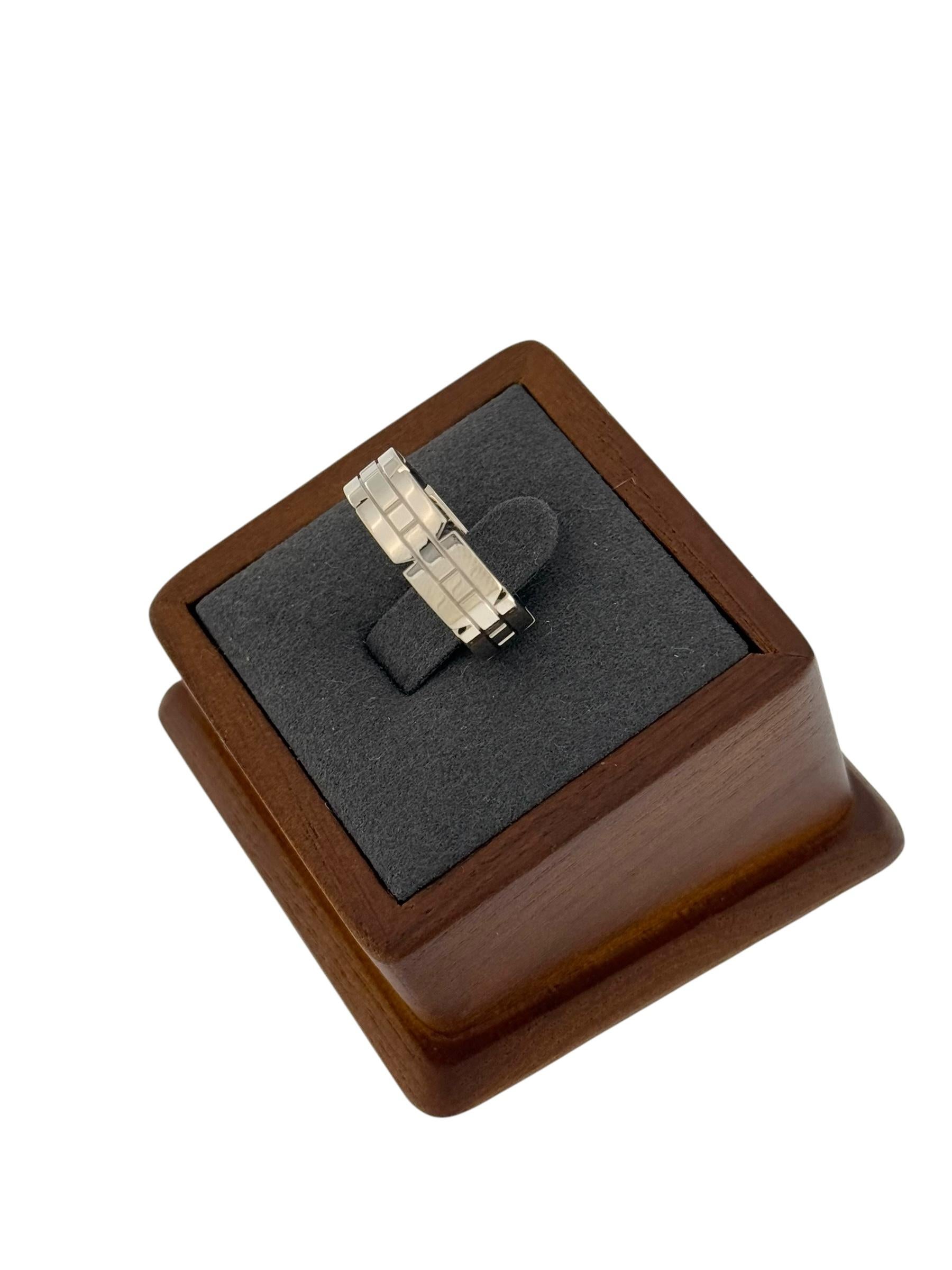 Cartier Tank White Gold Band Ring For Sale 2