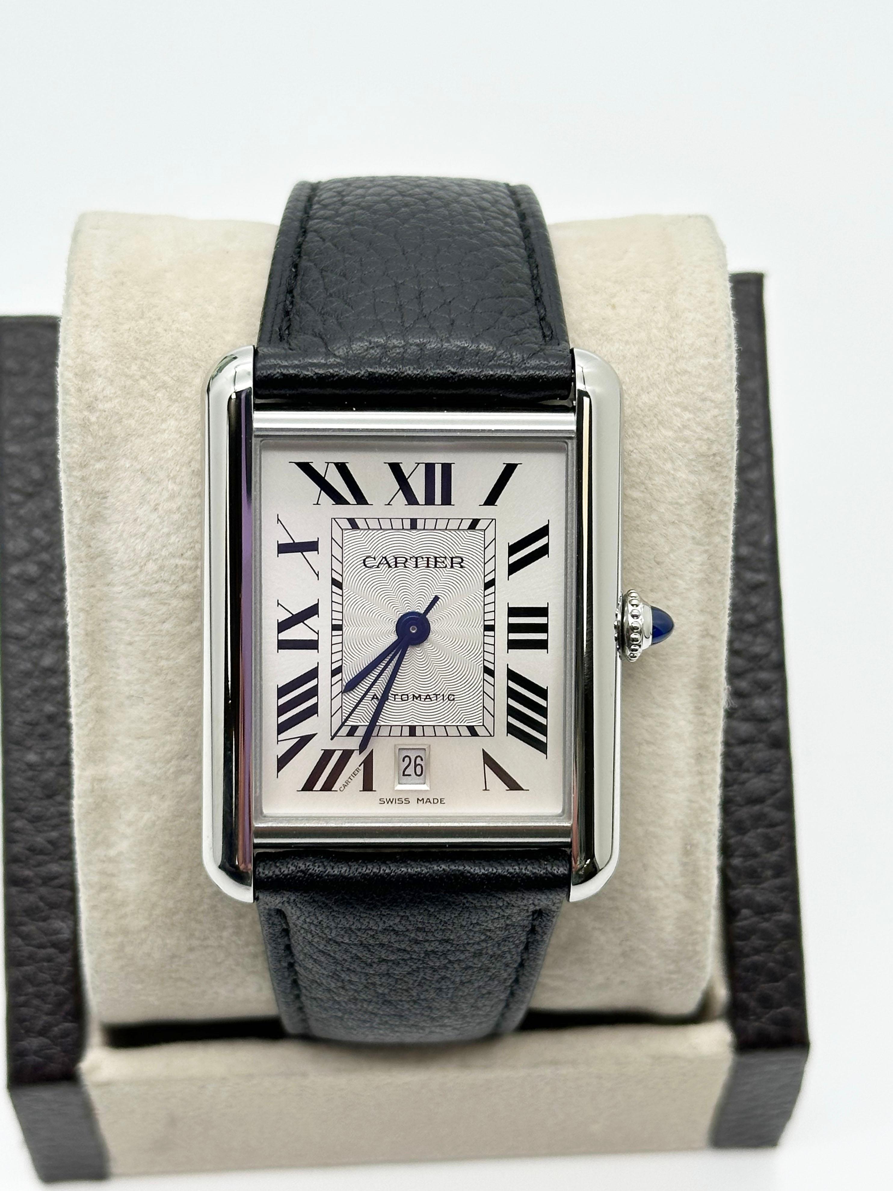 Style Number: WSTA0040 / 4342


Year: 2021

 

Model: Tank

 

Case Material: Stainless Steel 

 

Band: Black Leather Band 

 

Bezel:  Stainless Steel 

 

Dial: Silver

 

Face: Sapphire Crystal 

 

Case Size: 41mm x 31mm 

 

Includes: