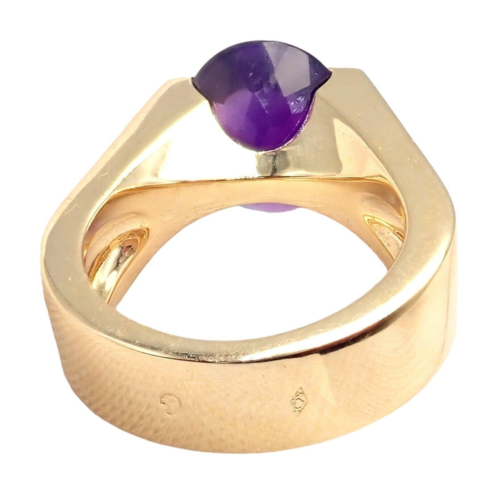 Cartier Tankissi Diamond Large Amethyst Yellow Gold Ring 5