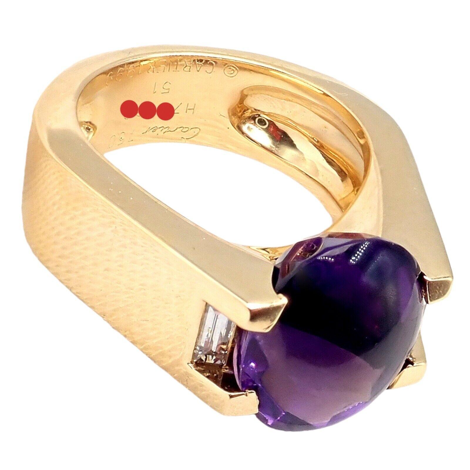 Cartier Tankissi Diamond Large Amethyst Yellow Gold Ring 7