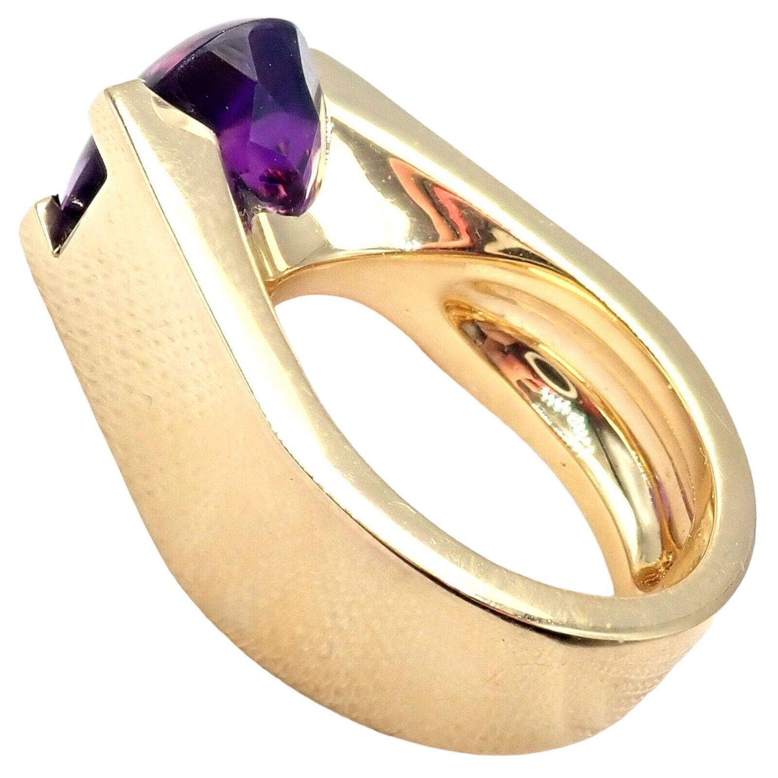 Cartier Tankissi Diamond Large Amethyst Yellow Gold Ring 2