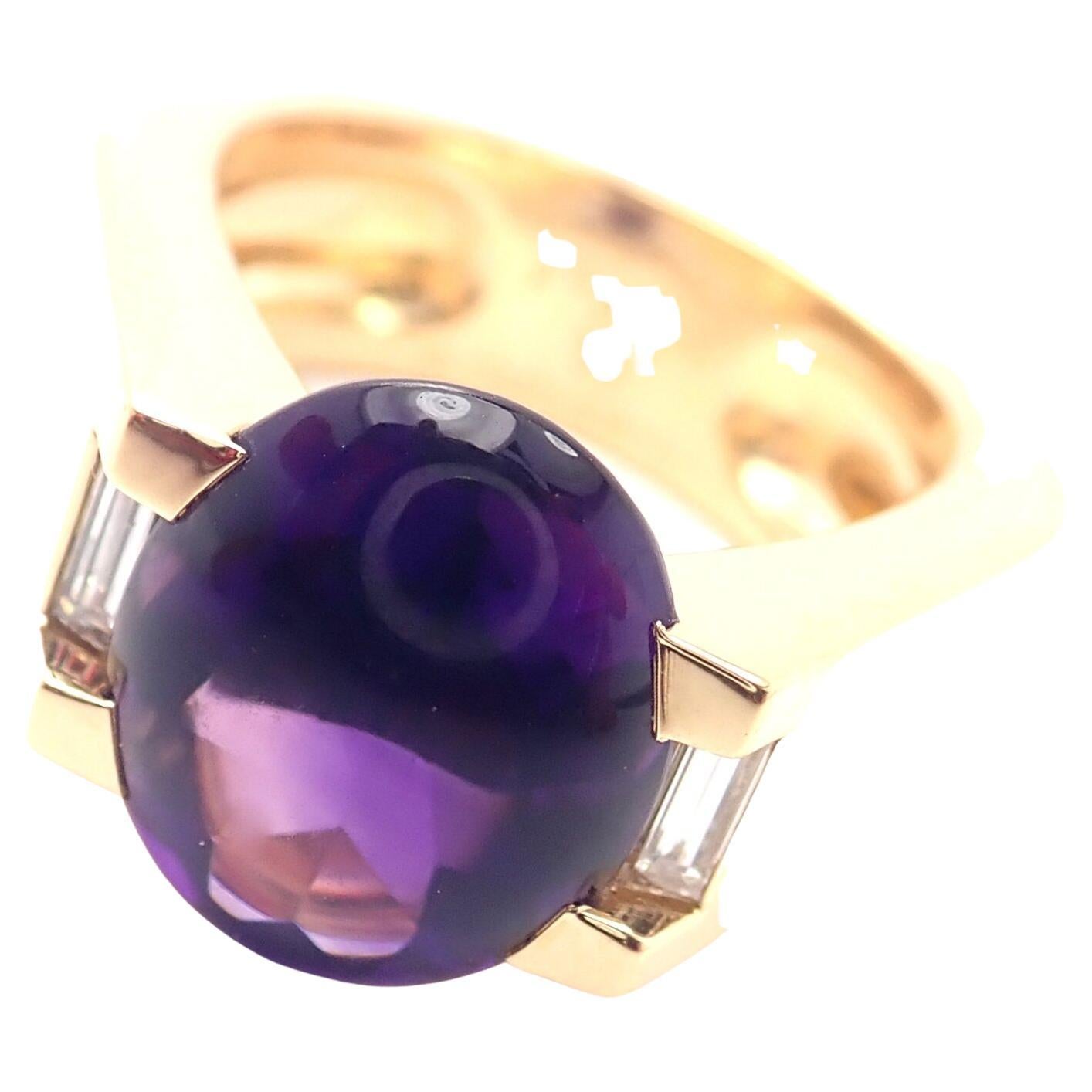 Cartier Tankissi Diamond Large Amethyst Yellow Gold Ring Paper For Sale