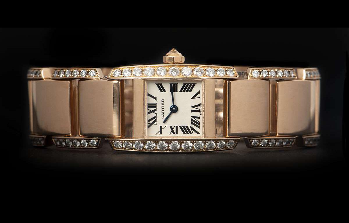 Round Cut Cartier Tankissime 18k Rose Gold Silver Dial Diamond Set Watch