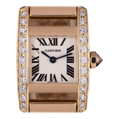 Cartier Tankissime 18k Rose Gold Silver Dial Diamond Set Watch