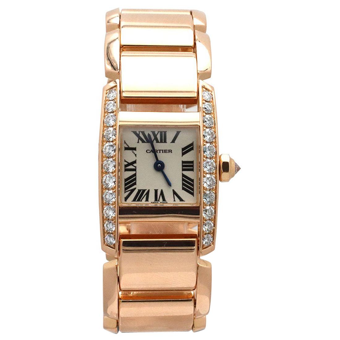 Cartier 'Tankissime' Rose Gold and Diamond Watch