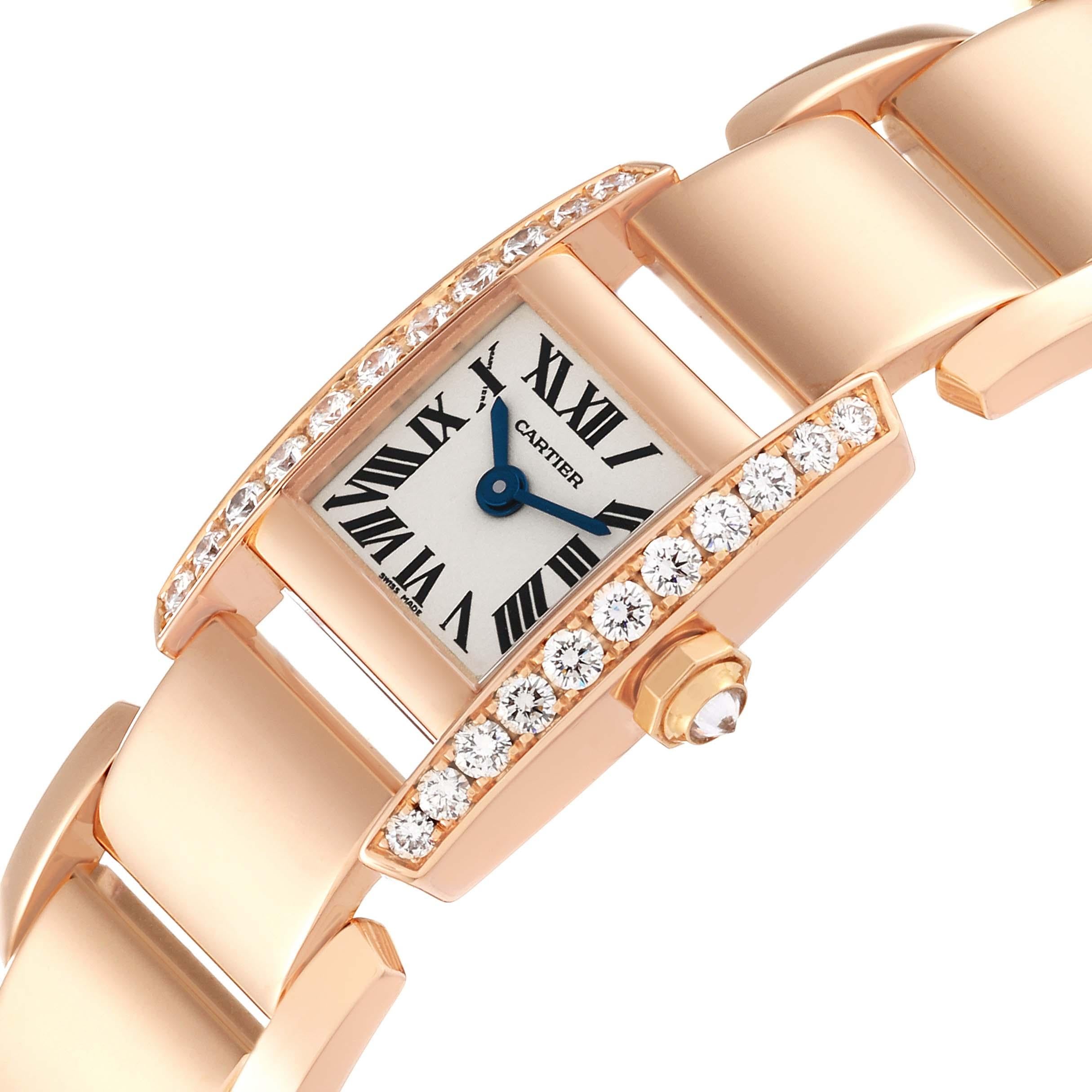 Women's Cartier Tankissime Silver Dial Rose Gold Diamond Ladies Watch WE70058H For Sale