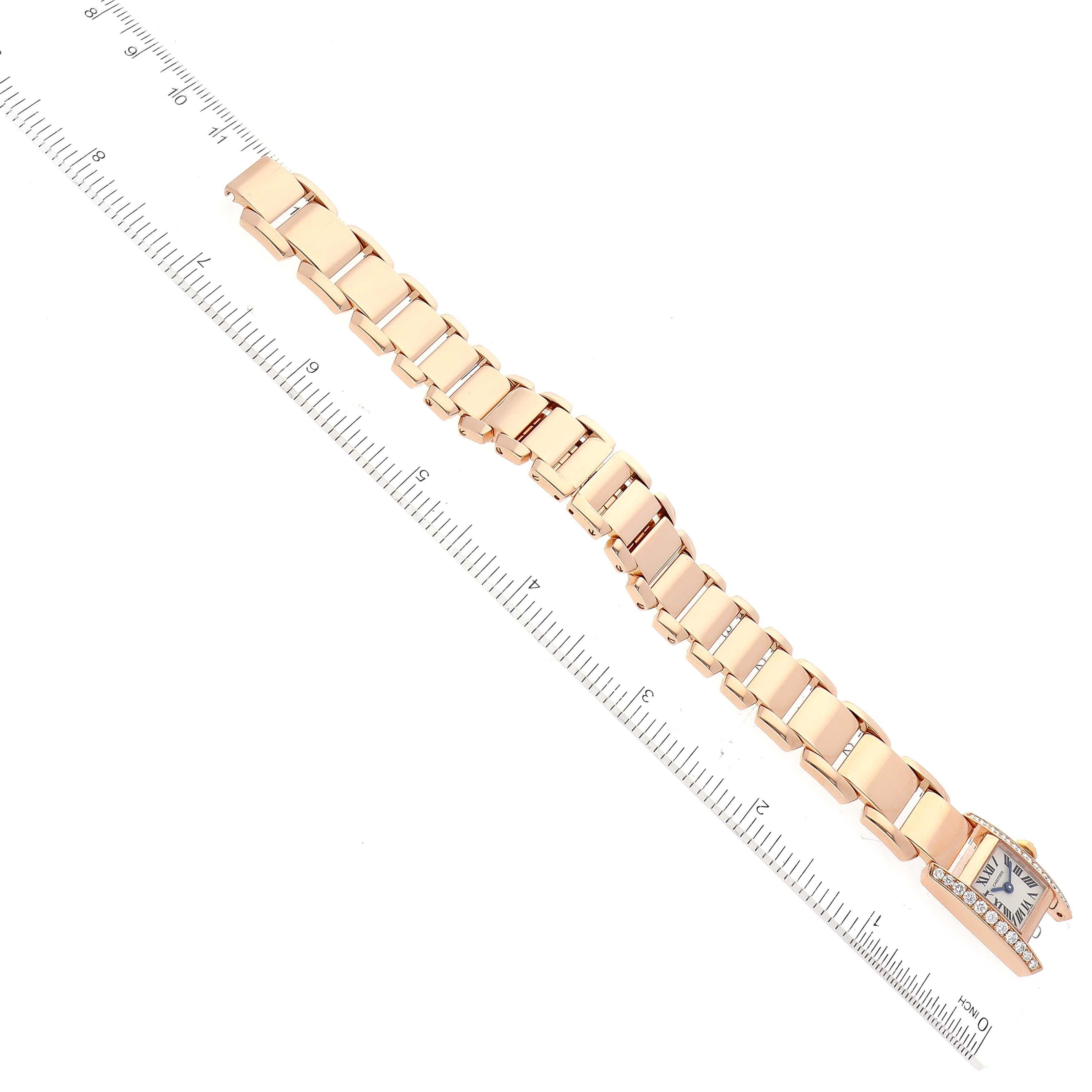 Cartier Tankissime Silver Dial Rose Gold Diamond Ladies Watch WE70058H For Sale 3