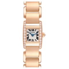 Cartier Tankissime Silver Dial Rose Gold Diamond Ladies Watch WE70058H