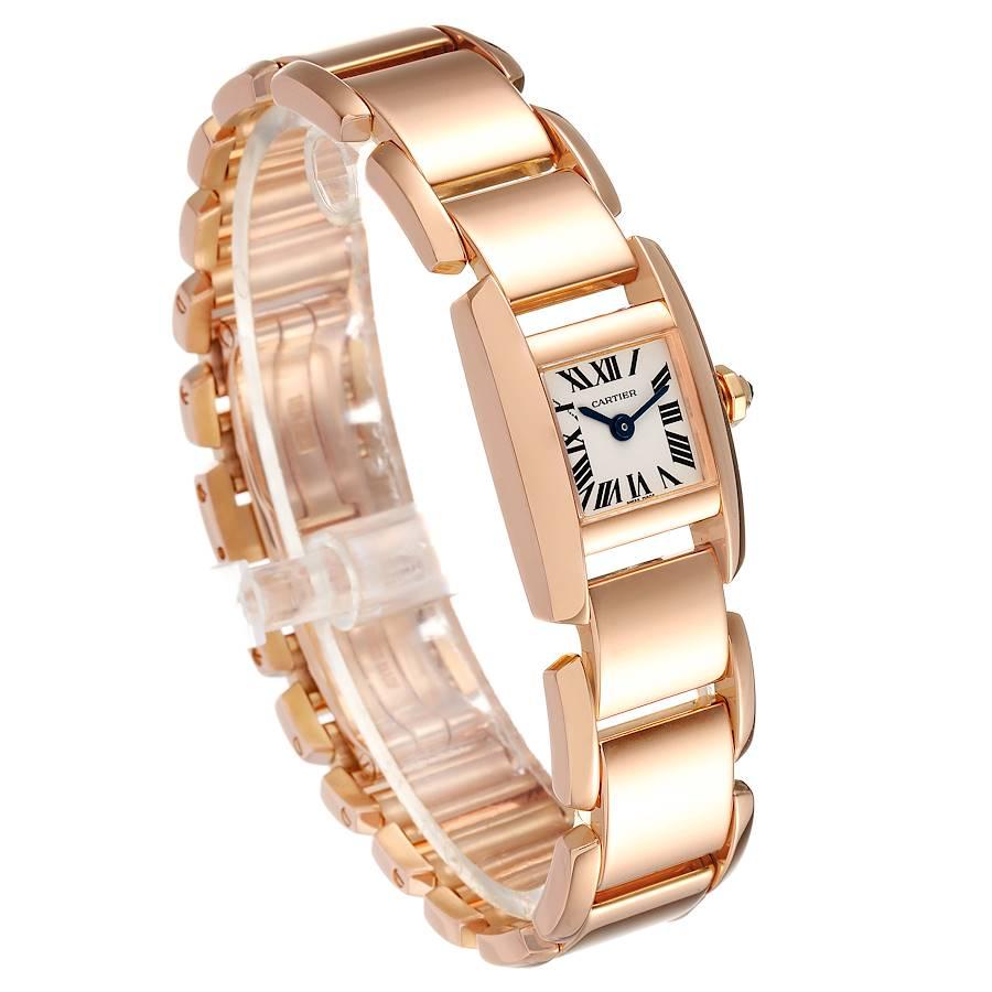 Cartier Tankissime Silver Dial Rose Gold Ladies Watch W650018H Box Papers In Excellent Condition In Atlanta, GA