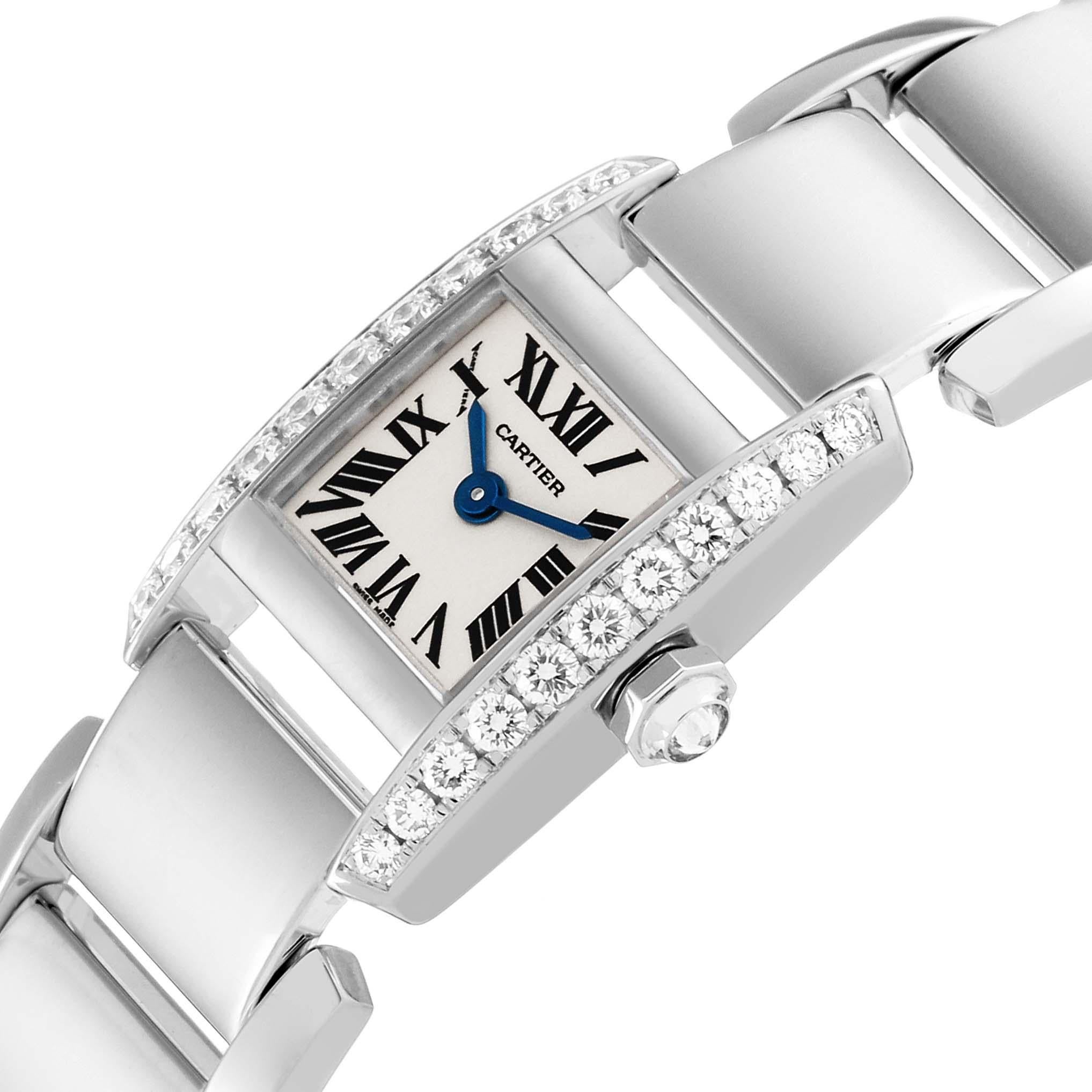 Cartier Tankissime Silver Dial White Gold Diamond Ladies Watch WE70069H For Sale 1