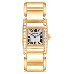 Cartier Tankissime Silver Dial Yellow Gold Diamond Ladies Watch 2800