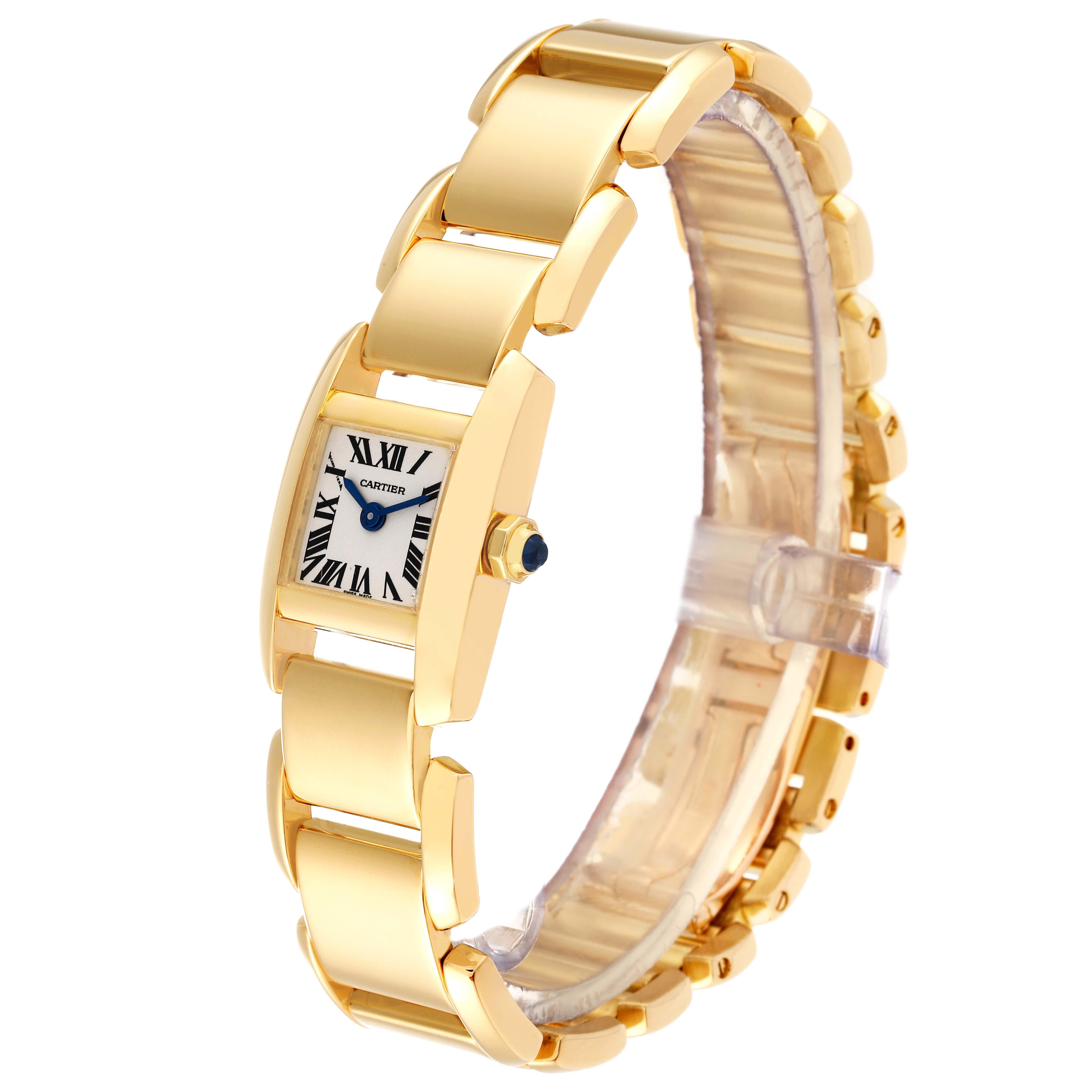 Cartier Tankissime Silver Dial Yellow Gold Ladies Watch W650037H In Excellent Condition In Atlanta, GA