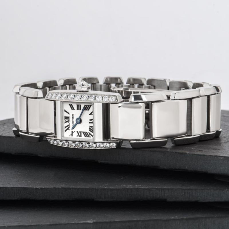 Cartier Tankissime Women's 18k White Gold Silver Dial WE70069H For Sale 4