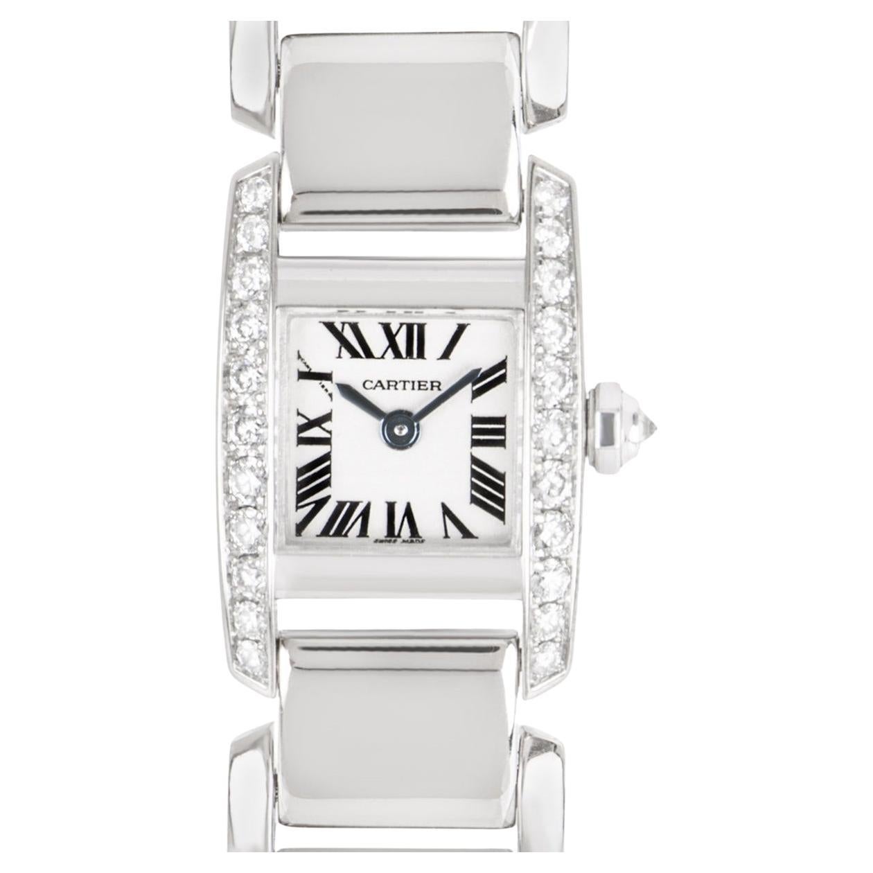 Cartier Tankissime Women's 18k White Gold Silver Dial WE70069H For Sale