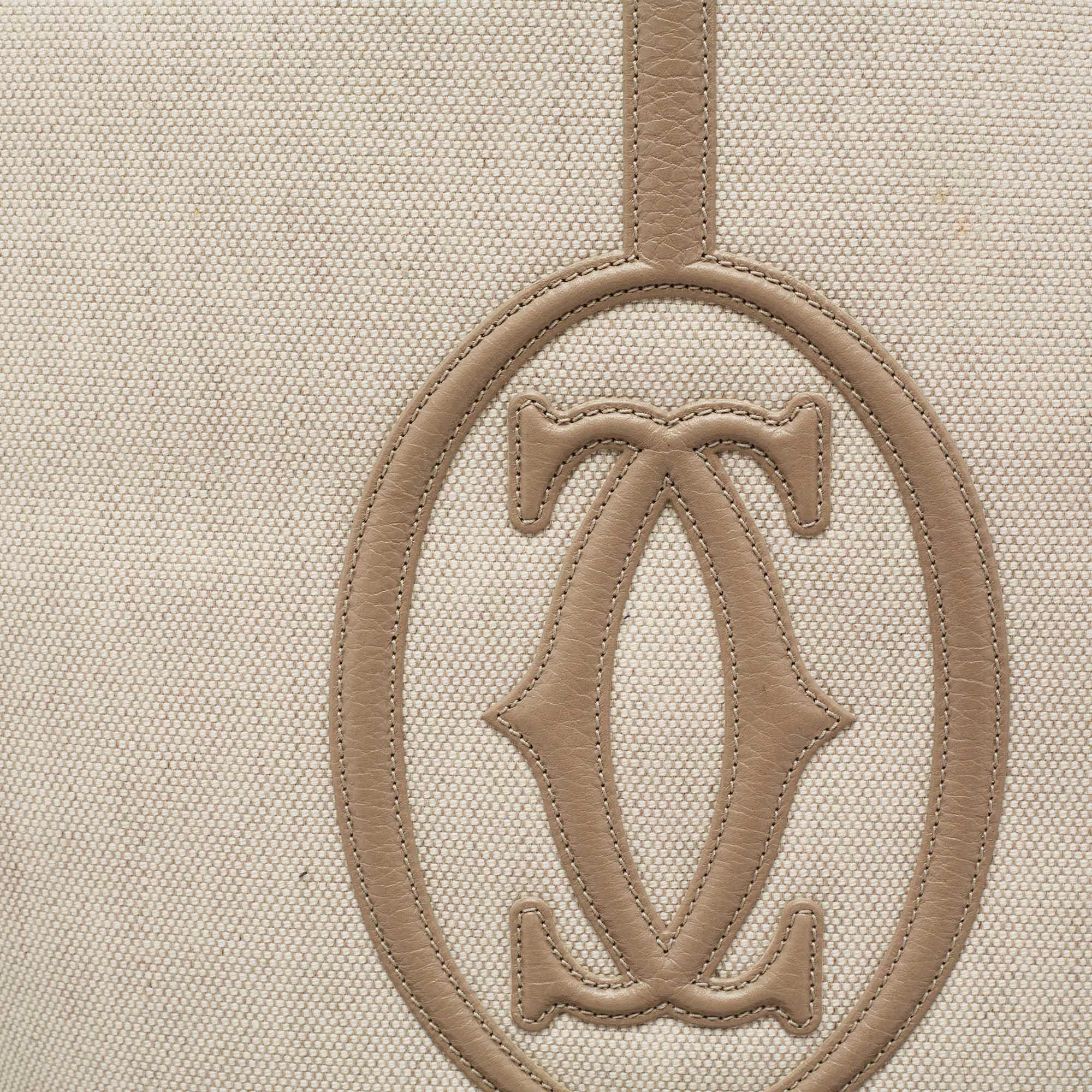 Cartier Taupe Grey Canvas and Leather Marcello de Cartier Bag 4