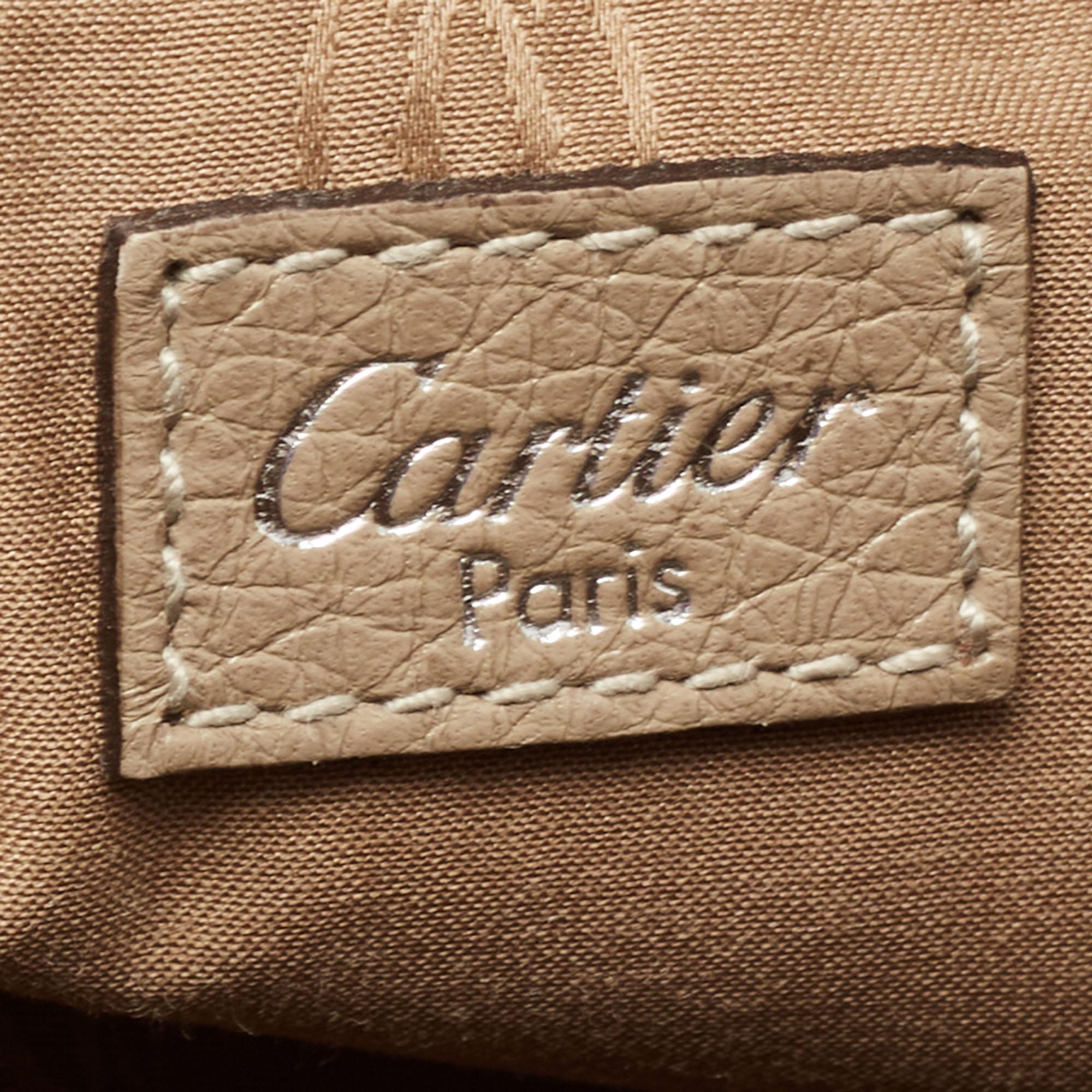 Cartier Taupe Grey Canvas and Leather Marcello de Cartier Bag 1