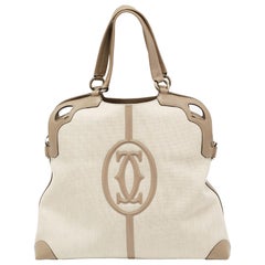 Cartier Taupe Grey Canvas and Leather Marcello de Cartier Bag