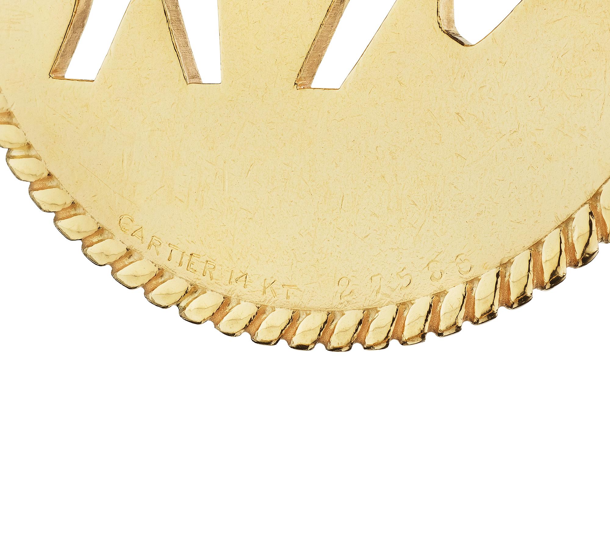 Round Cut Cartier Taurus Zodiac Modernist Diamond Gold Charm Pendant