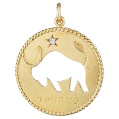 Cartier Taurus Zodiac Modernist Diamond Gold Charm Pendant