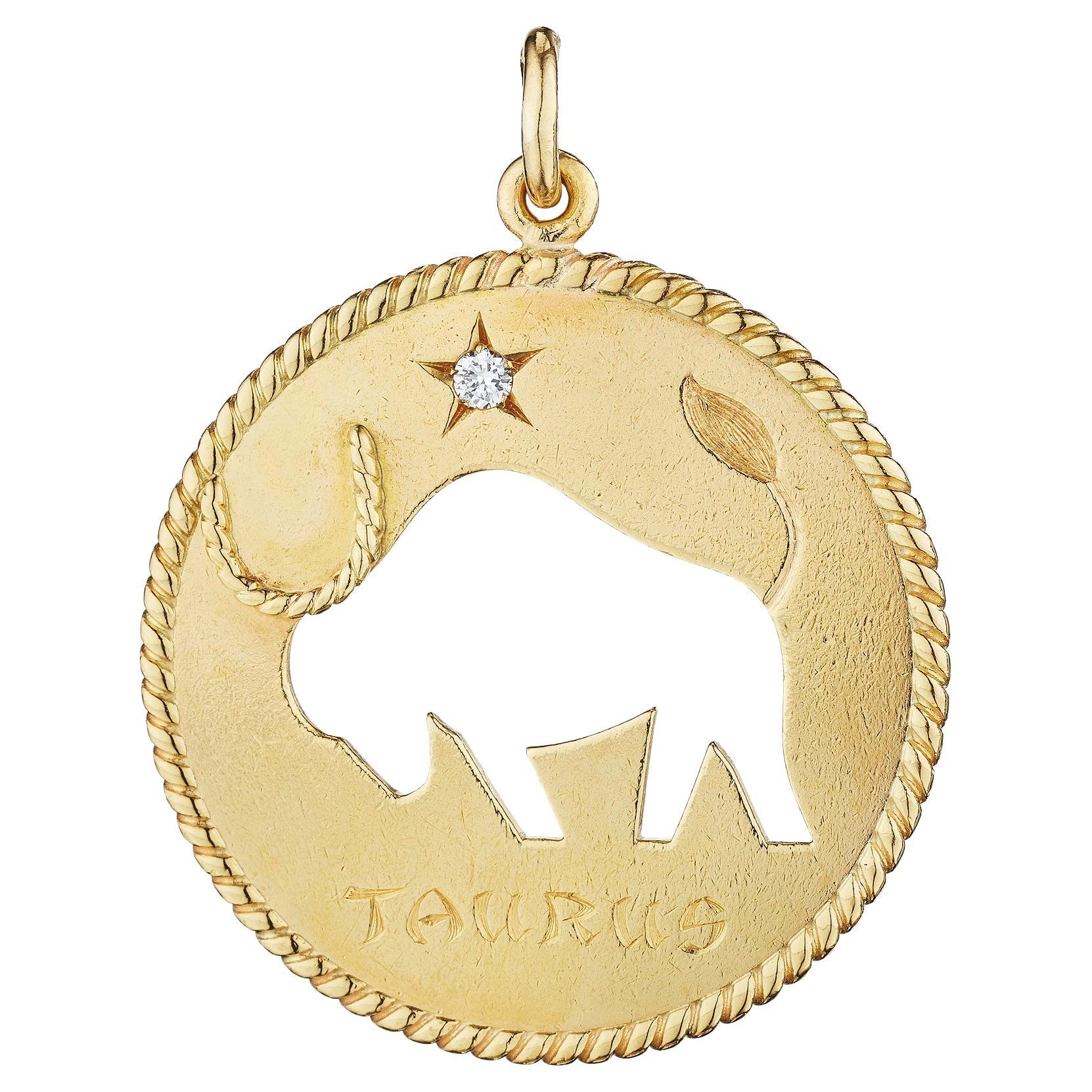 Cartier - Pendentif à breloques en or et diamants Taurus Zodiac Modernist en vente