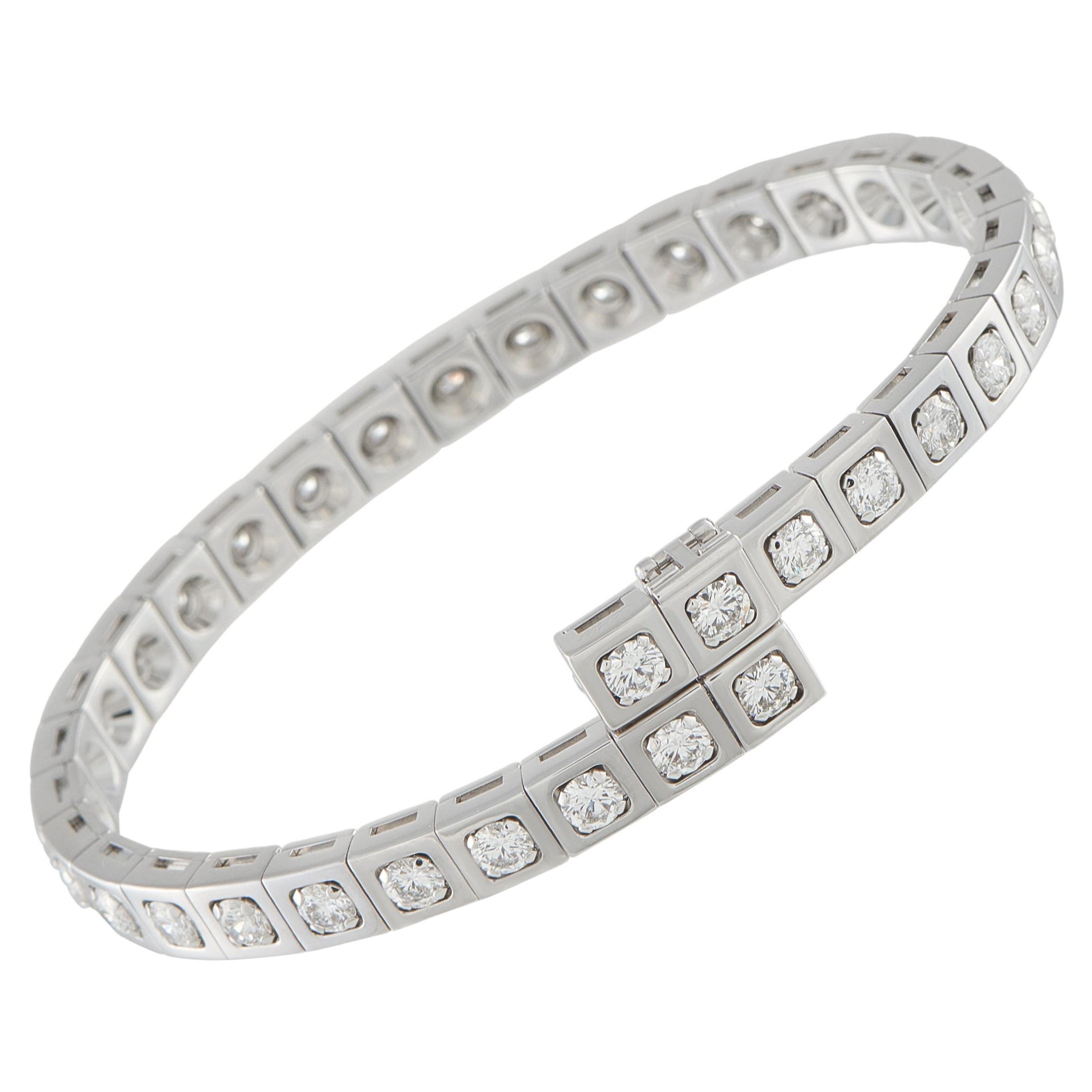 Cartier Tectonique 18K White Gold 5.75ct Diamond Bracelet Size 17 #5072