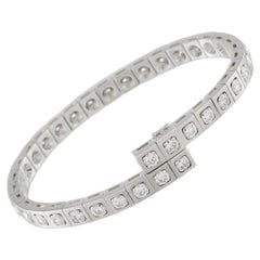 Cartier Tectonique 18K White Gold 5.75ct Diamond Bracelet Size 17 #5072