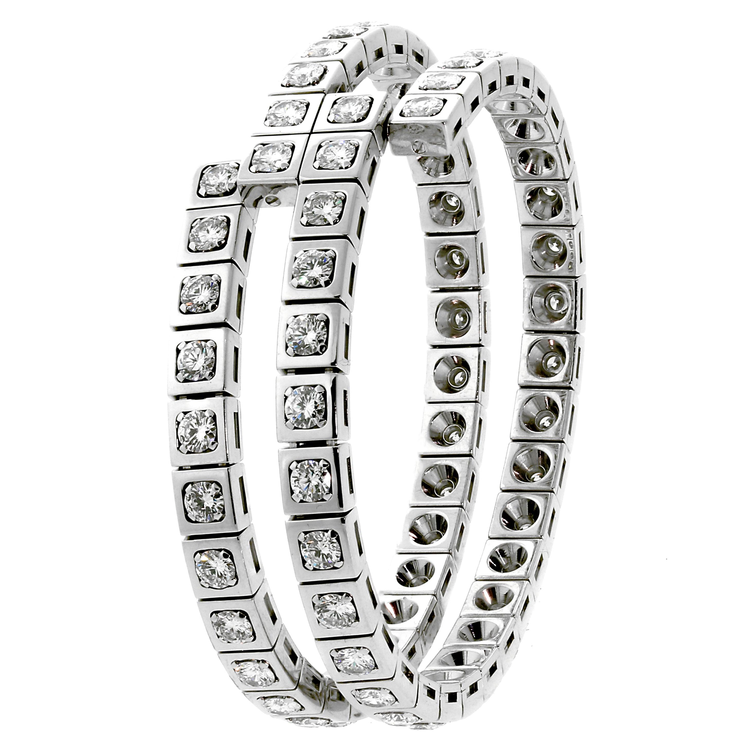 Cartier Tectonique Diamant 18k Weißgold Double Wrap Armspange Armband (Rundschliff) im Angebot