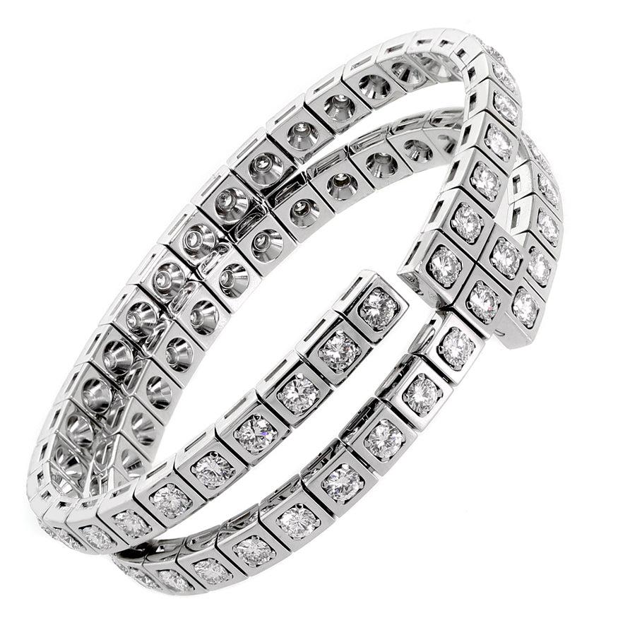 Cartier Tectonique Diamant 18k Weißgold Double Wrap Armspange Armband im Zustand „Hervorragend“ im Angebot in Feasterville, PA