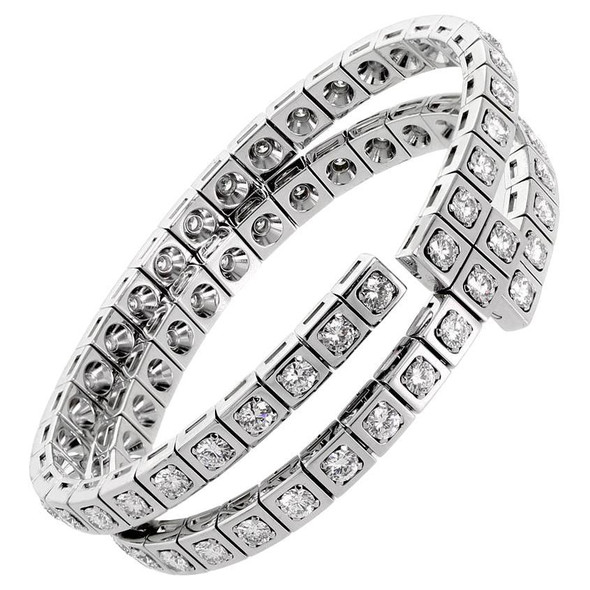 Cartier Tectonique Diamant 18k Weißgold Double Wrap Armspange Armband