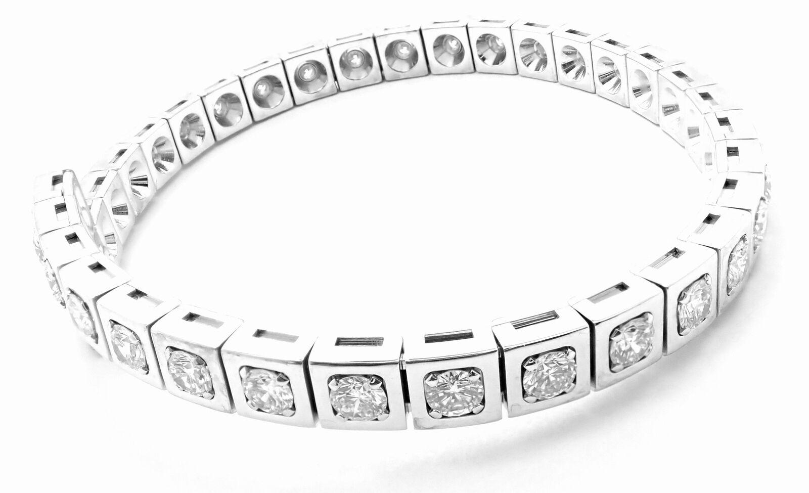 Brilliant Cut Cartier Tectonique Diamond Tennis White Gold Bangle Bracelet For Sale