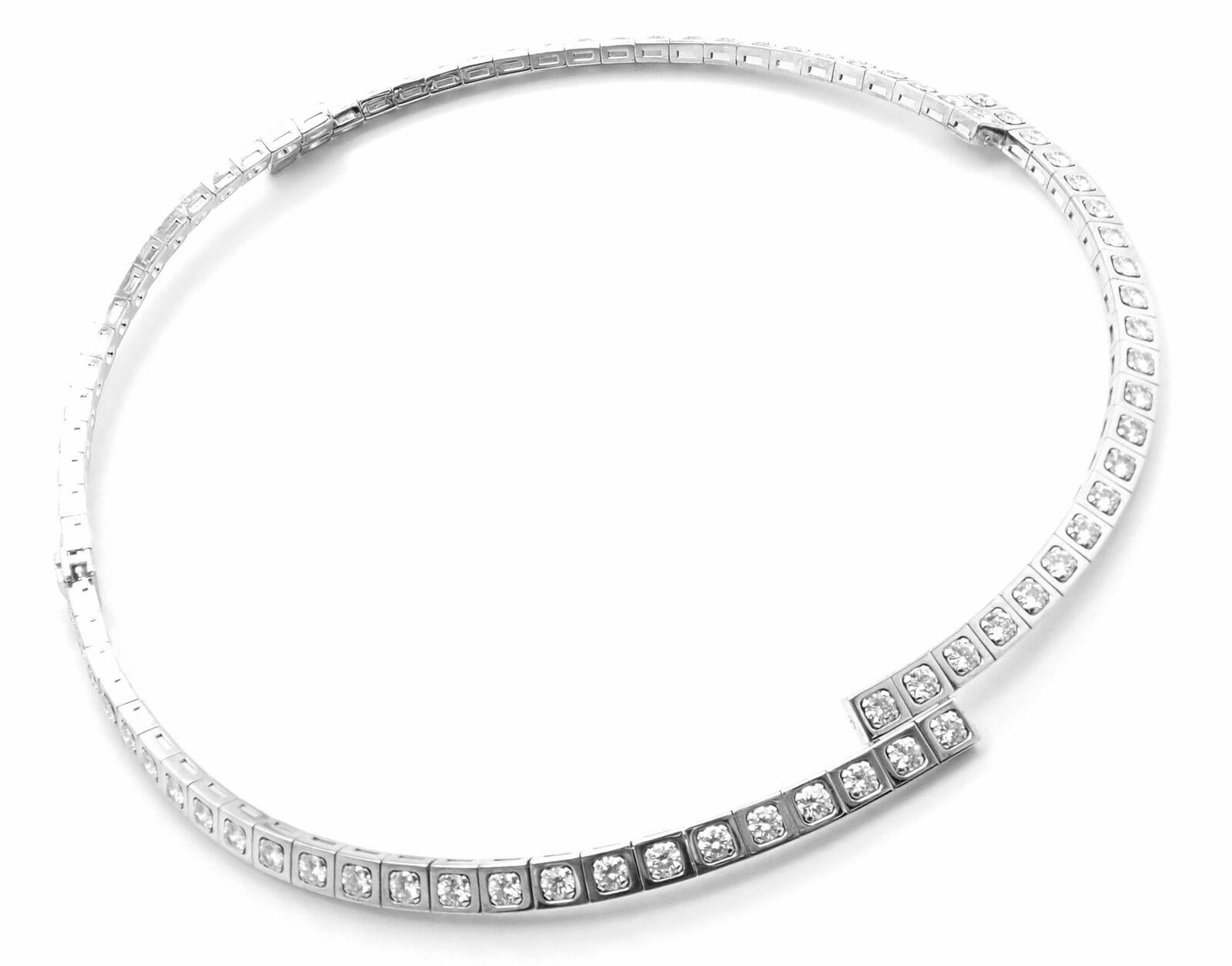 18k White Gold Diamond Tectonique Tennis Necklace by Cartier. 
With 85 Round Brilliant Cut Diamonds VVS1clarity, E color total weight approximately 13.6ct
Details: 
Length: 17
