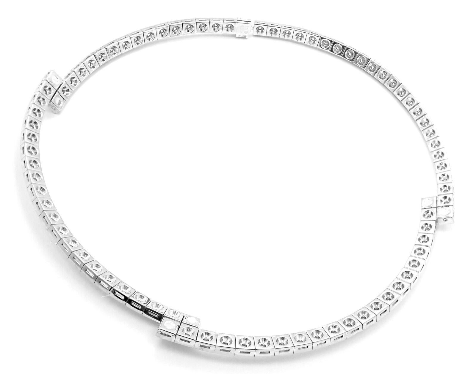 Brilliant Cut Cartier Tectonique Diamond Tennis White Gold Necklace For Sale