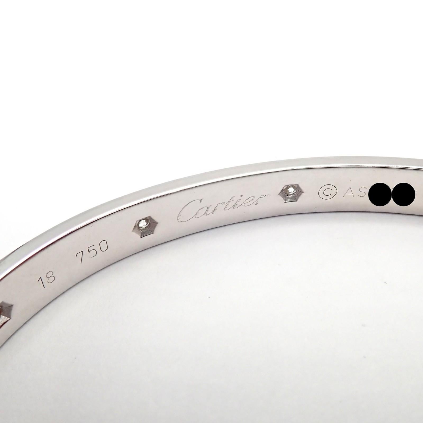 Bracelet Love Bangle en or blanc à dix diamants de Cartier Taille 18 en vente 5