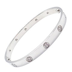 Cartier Ten Diamond White Gold Love Bangle Bracelet Size 18
