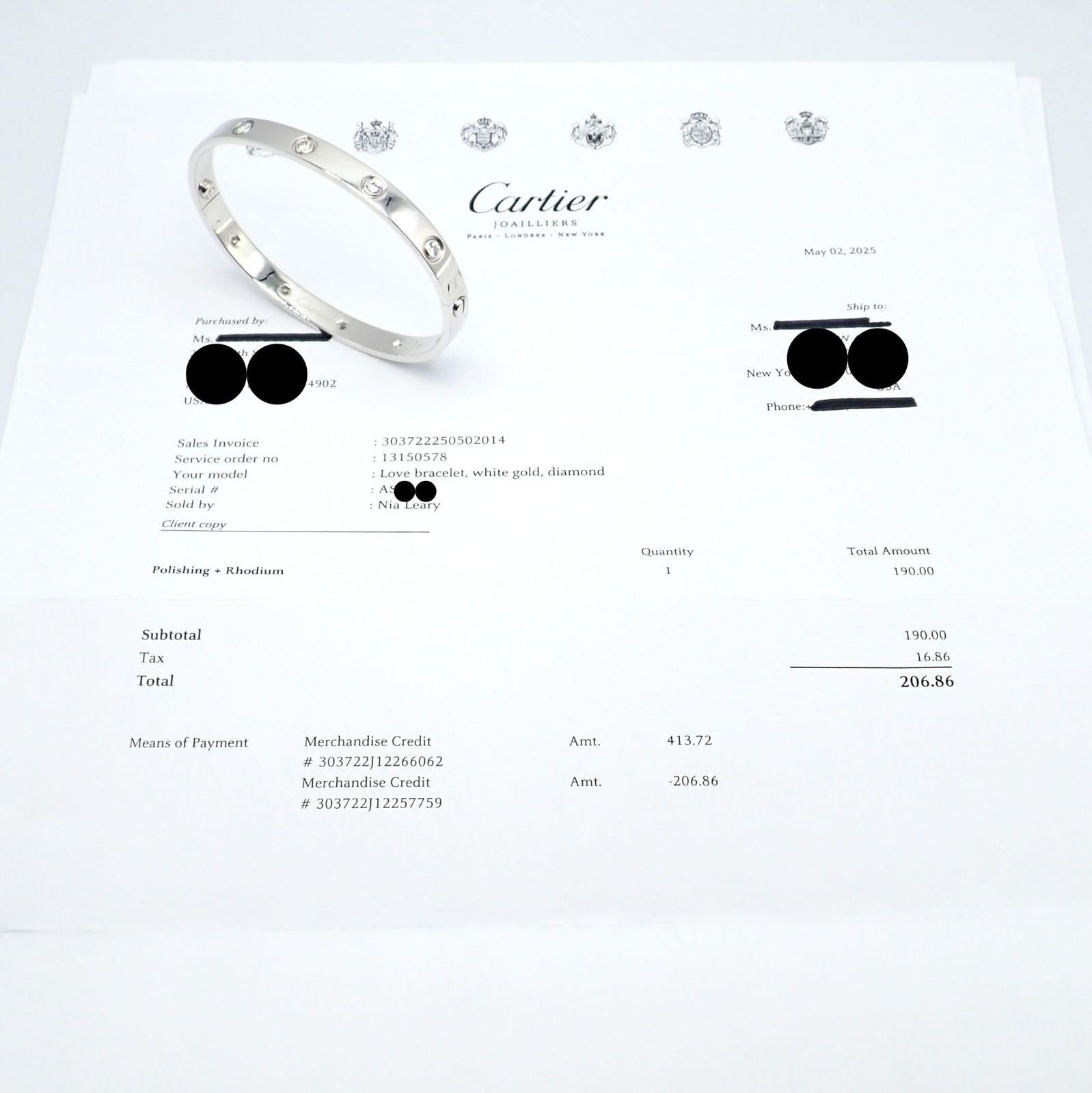 Bracelet Love Bangle en or blanc à dix diamants de Cartier Taille 18 Unisexe en vente