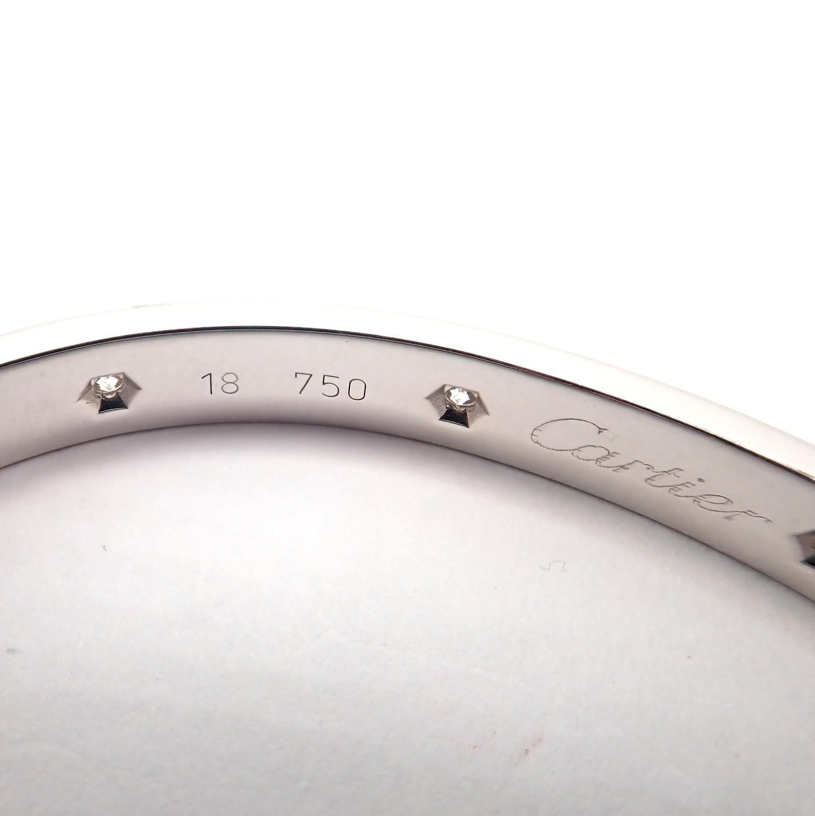 Bracelet Love Bangle en or blanc à dix diamants de Cartier Taille 18 en vente 1