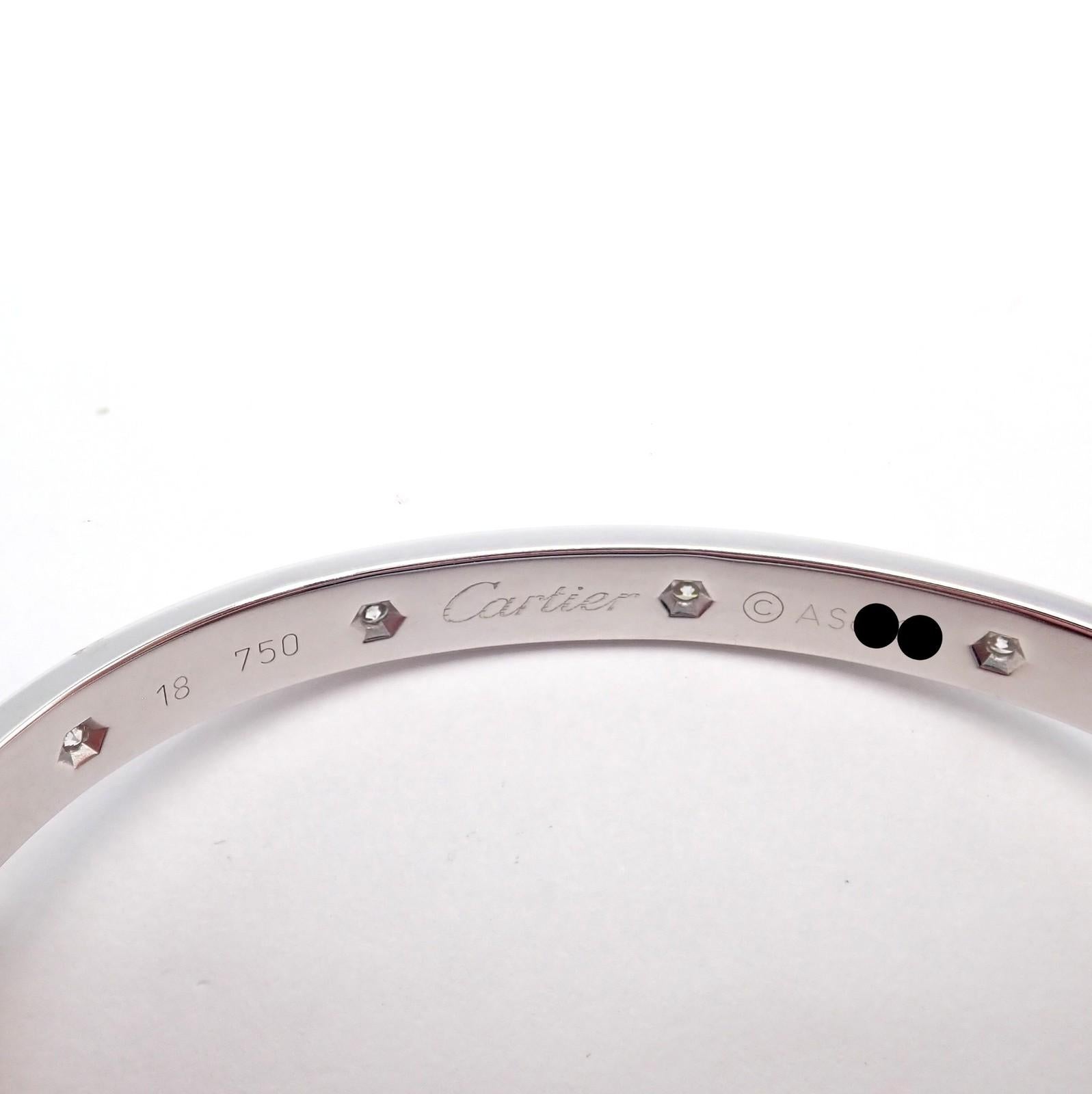 Bracelet Love Bangle en or blanc à dix diamants de Cartier Taille 18 en vente 4