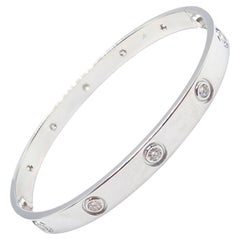 Cartier Ten Diamond White Gold Love Bangle Bracelet Size 18