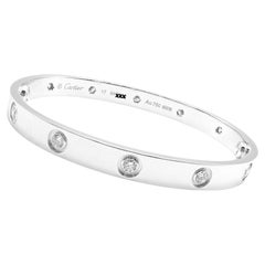 Cartier Ten Diamond White Gold New Screw System Love Bangle Bracelet Size 17