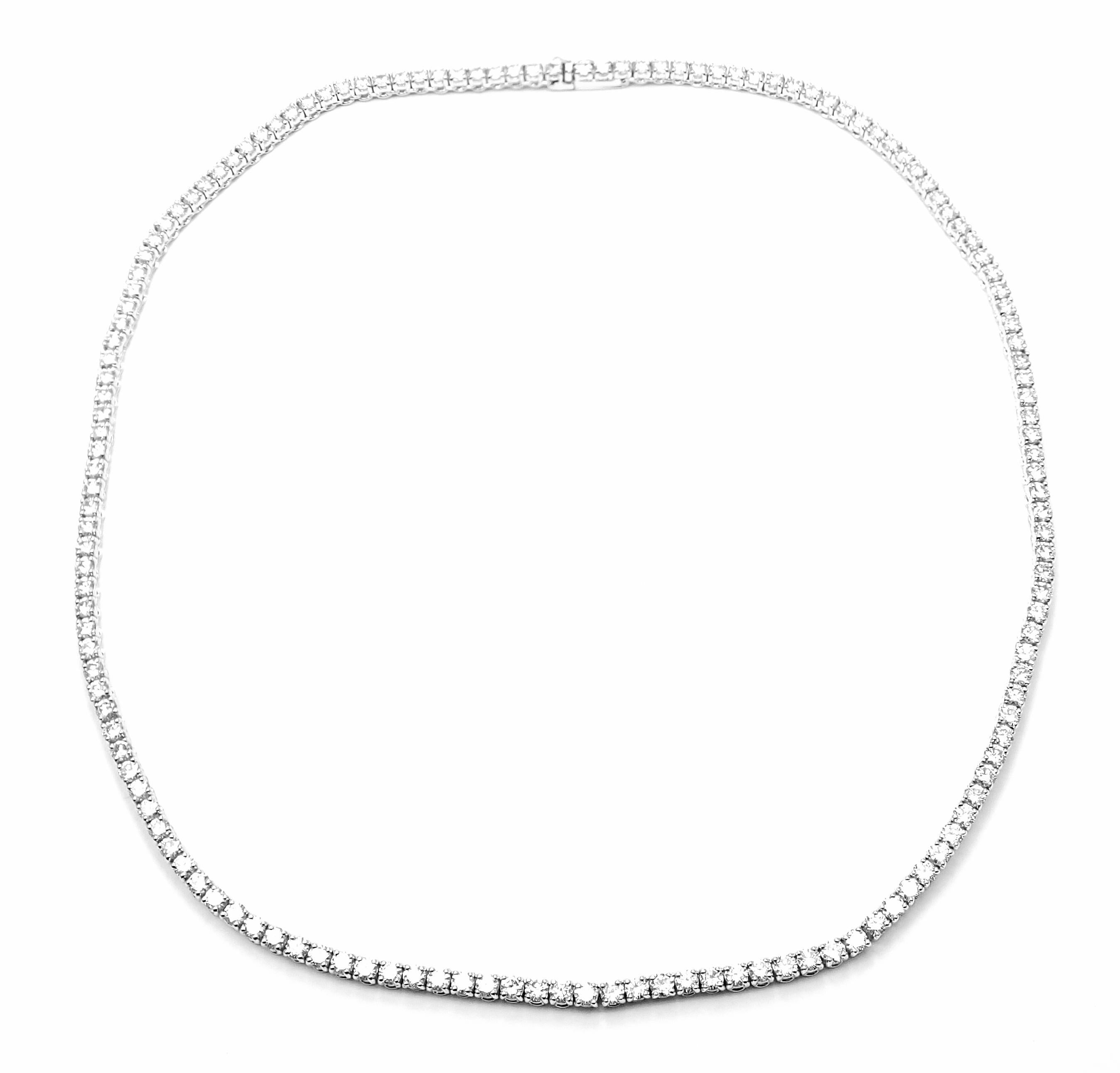 Round Cut Cartier Tennis Line Diamond White Gold Necklace
