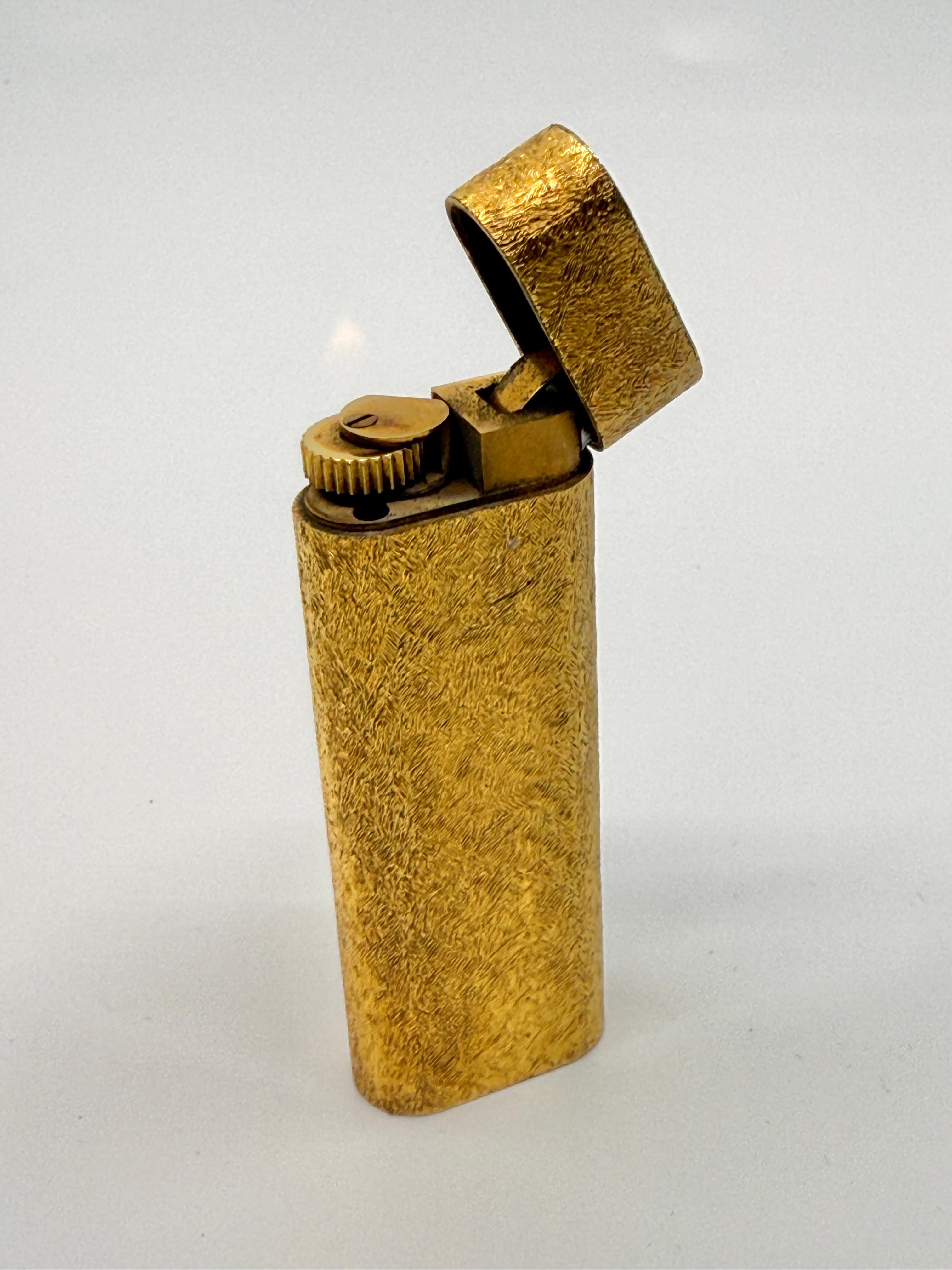 Cartier Textured Plorgalva Gold Plated Lighter in Original Box For Sale 8