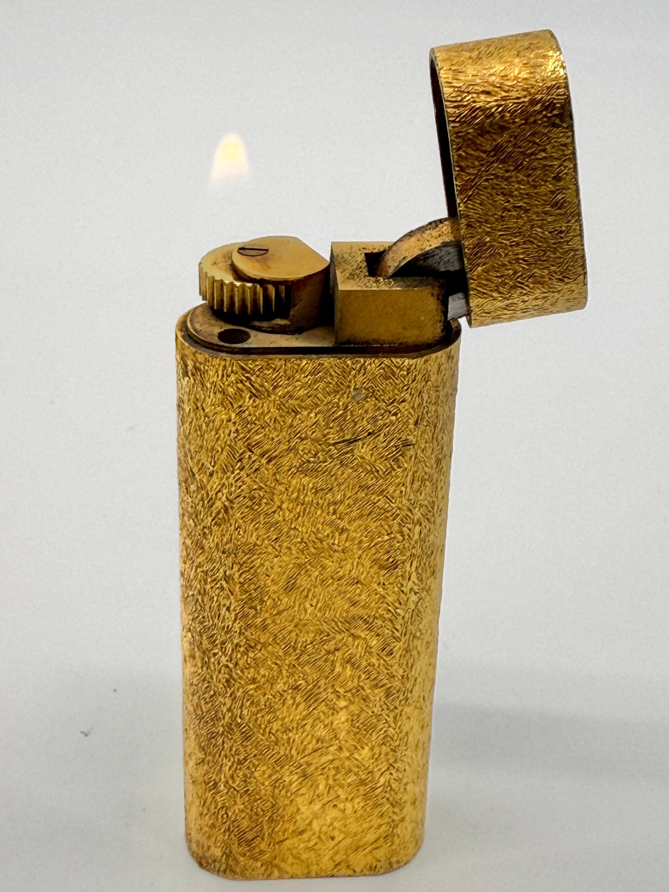Cartier Textured Plorgalva Gold Plated Lighter in Original Box For Sale 9