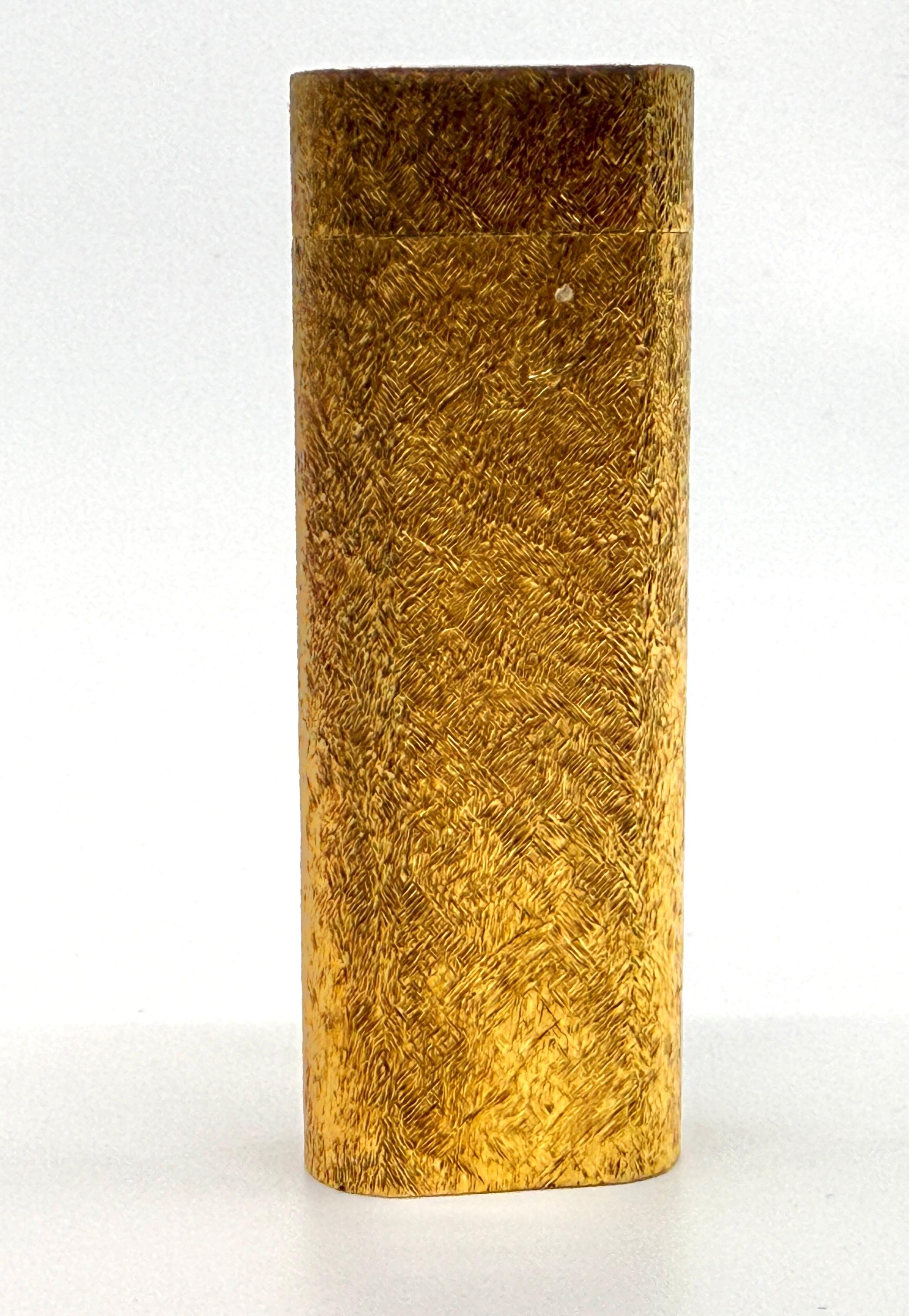 Cartier Textured Plorgalva Gold Plated Lighter in Original Box For Sale 3