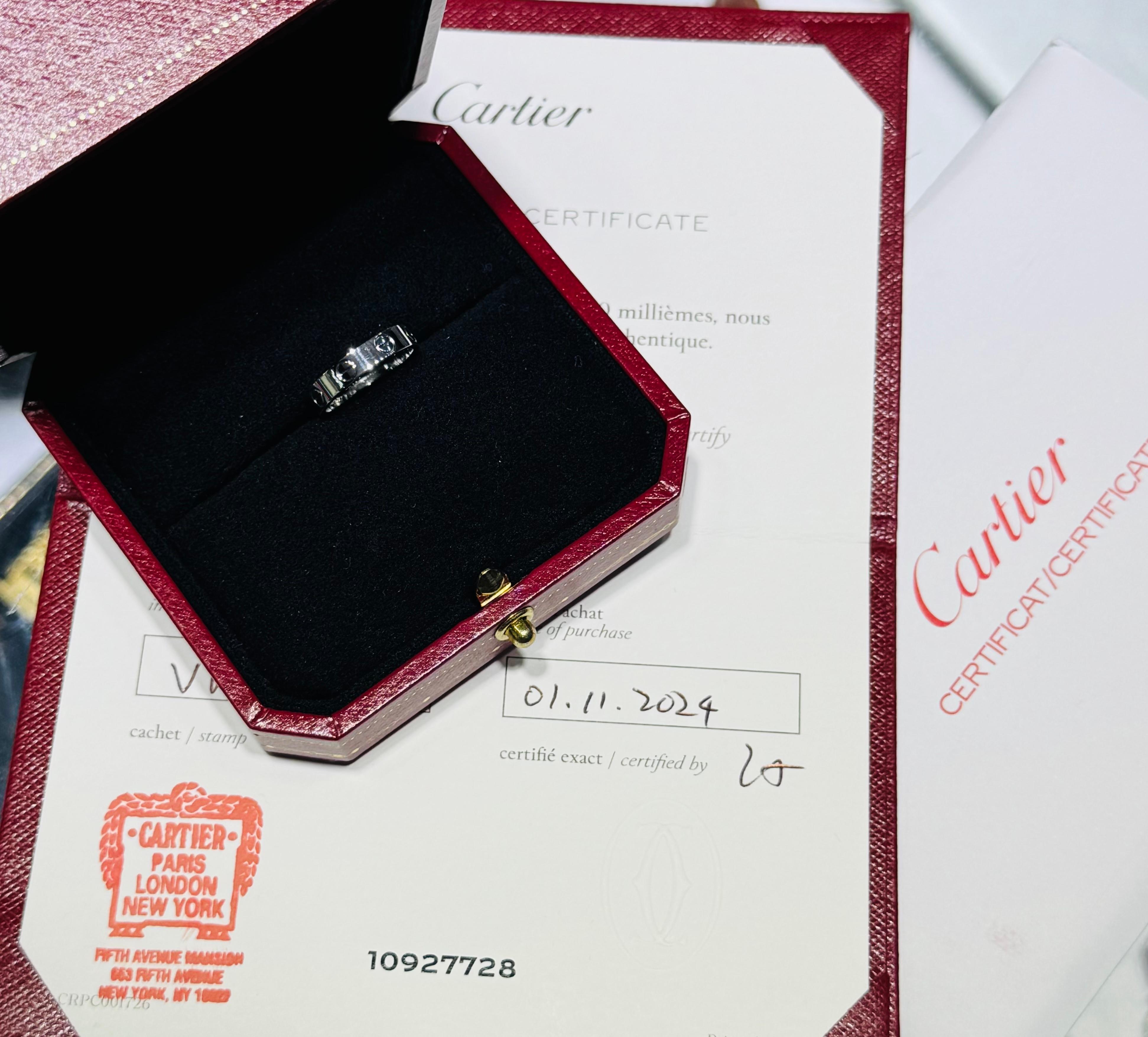 da uomo o donna Cartier Anello dell'Amore Sottile Oro Bianco 18k Misura 46 in vendita
