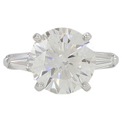 Cartier Three 3-Stone Platinum Round Brilliant Cut Diamond Engagement Ring
