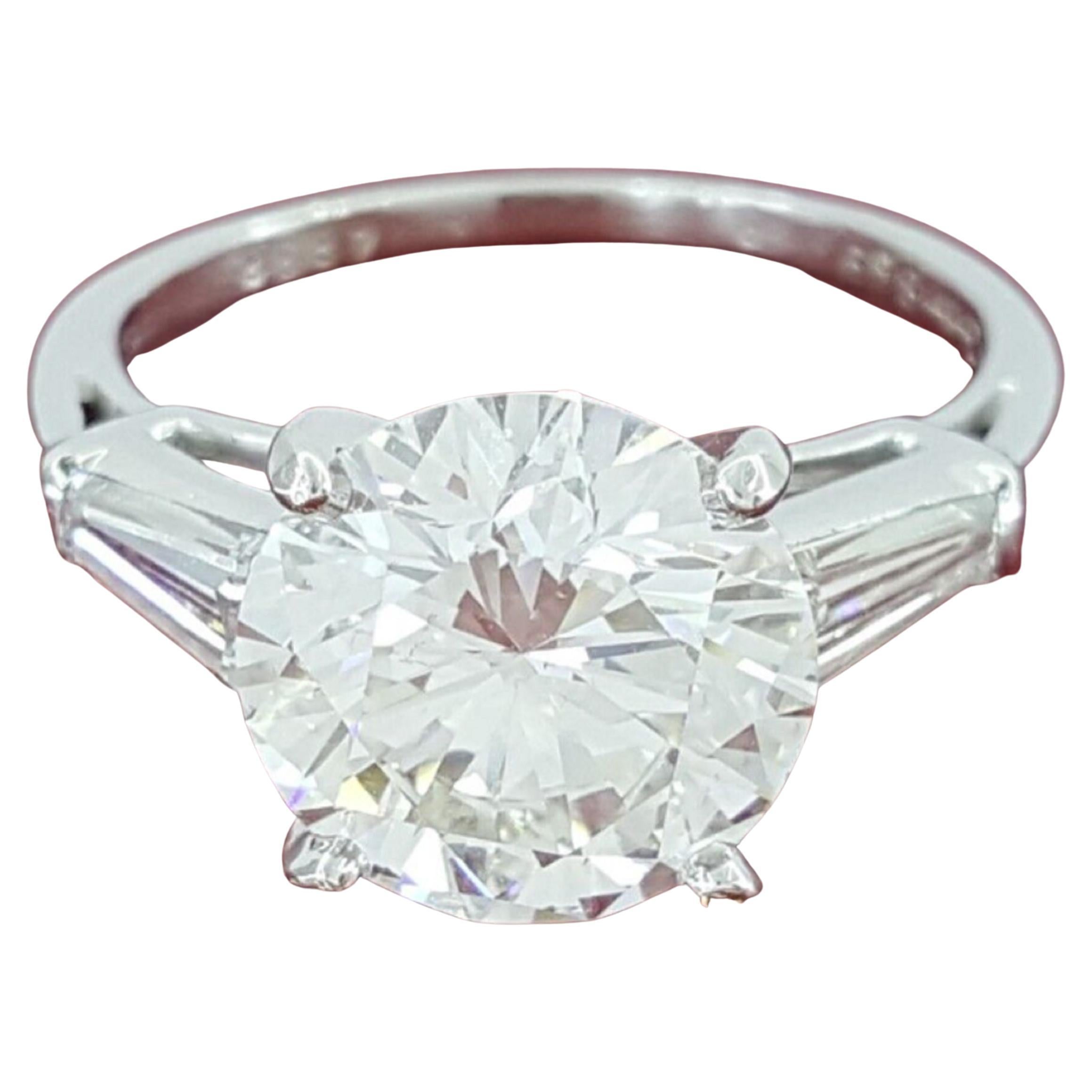 Cartier Three 3-Stone Platinum Round Brilliant Cut Diamond Engagement Ring
